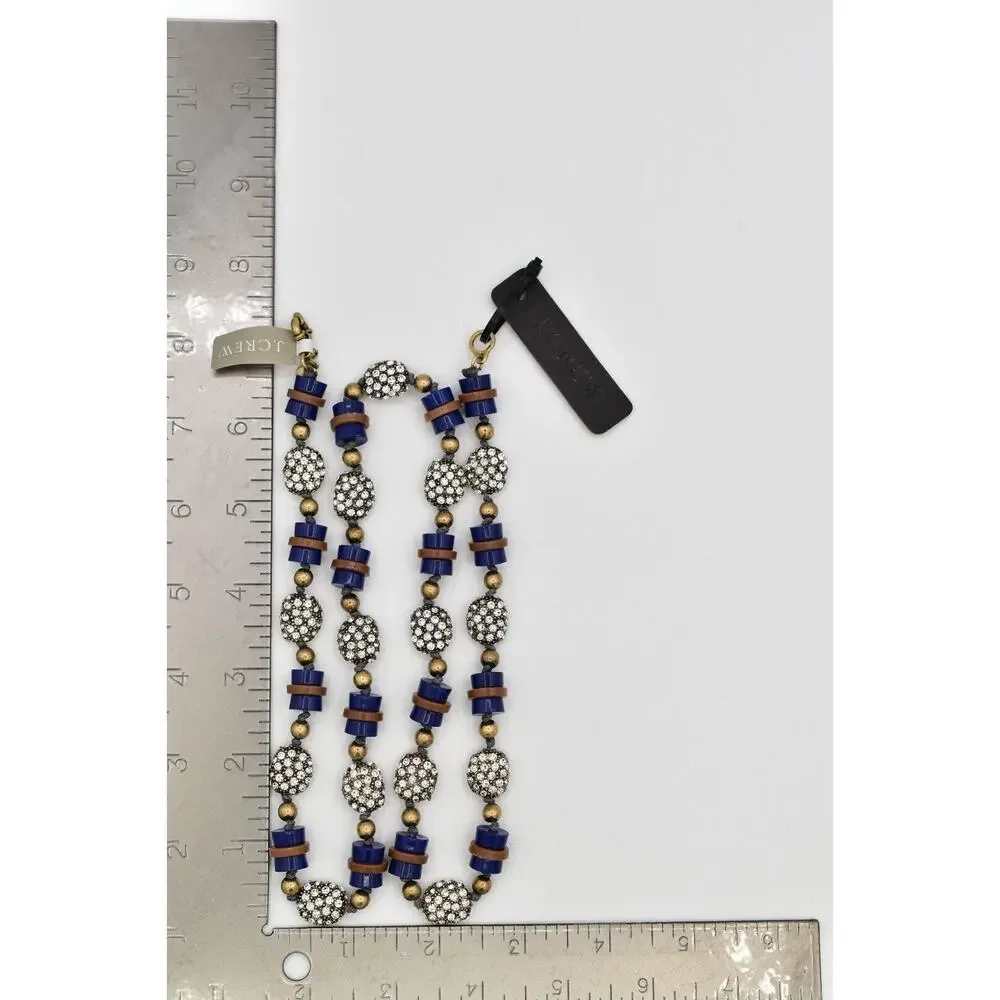 J.Crew Beaded Necklace Blue Brown Lucite Rhinestone Crystal Chunky NWT BinBJ